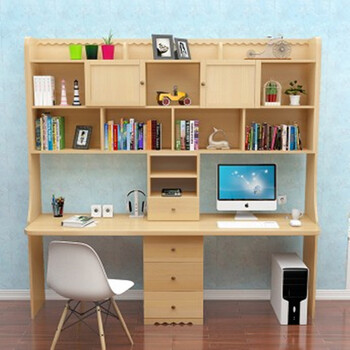 组合书桌学习桌课桌写字桌一体带书架书桌2048米长21高加一层书架款式