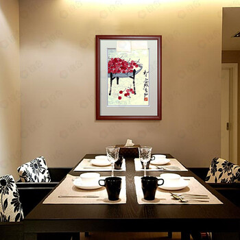 
                                                            橙舍 新中式客厅装饰画 餐厅壁画玄关挂画水墨国画 齐白石-樱桃图 雅致红褐 装裱高80*长60                