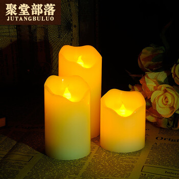 
                                        聚堂部落（jutangbuluo） 不规则波浪口led电子蜡烛灯酒吧会所浪漫装饰电子蜡烛 白色外壳黄色灯光 直径5X16cm                