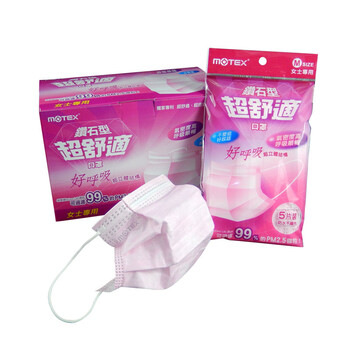 MOTEX一次性口罩50只 小脸女生专用 防雾霾防霾pm2.5透气防尘女孩粉色 粉红色 1盒50片 赠送包5片气密口罩 M