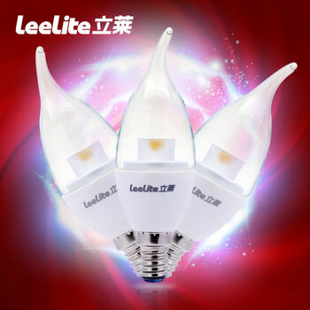 【买3免1】立莱leelite led拉尾灯泡 e14小螺口LED蜡烛球泡节能灯具 3只装 4w暖黄光