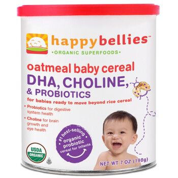 禧贝（happybaby） 有机DHA燕麦米粉宝宝营养辅食2段（6-36个月幼儿适用）198g（美国原装进口）