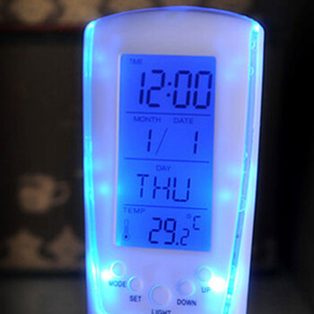 沃塔森新款蓝屏背光万年历时钟/LED闹钟（510）