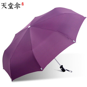 
                                        
                                        天堂伞一甩干素色全自动晴雨伞 男士商务折叠遮阳伞防紫外线太阳伞3331e 紫色                