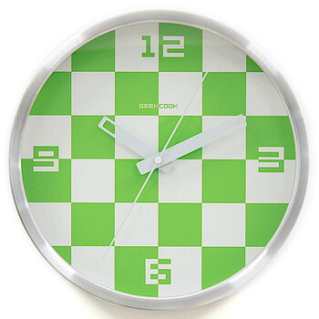 
                                        GeekCook钟国创意非空非白棋盘钟艺术时钟客厅 简约 静音金属挂钟 红面白框                