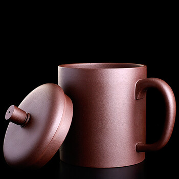 
                                        宜兴紫砂杯原矿紫泥全手工紫砂茶杯盖杯珍藏圆融杯                