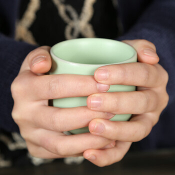 朴家 汝窑暖手杯 汝窑汝瓷茶杯陶瓷汝窑单杯品杯茶杯开片品茗杯