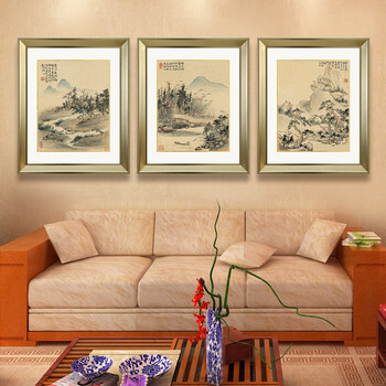 
                                        吉运来装饰画客厅现代简约壁画餐厅挂画有框画中式墙画山水华岩 棕色CY018-12 外框尺寸57*70cm                