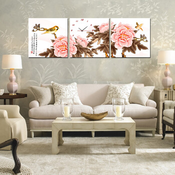 特价现代客厅装饰画三联画墙面静音挂钟挂画餐厅画家饰宜家背景墙