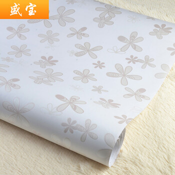 
                                        盛宝pvc防水自粘墙纸 客厅卧室壁纸背景墙 自贴即时贴家具翻新贴卧室客厅背景贴 白底五叶花A1 90厘米宽*1米长                