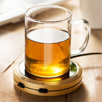 
                                        田代/tindor 恒温宝加热套装 玻璃杯子 茶杯耐热带盖透明过滤水杯 土豪金底座                