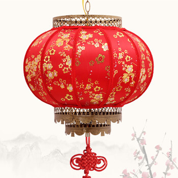 诺琪 金梅款大红灯笼走马灯 新年国庆节中秋节日元宵装饰 中式吊灯过道灯走廊灯阳台 节庆饰品 40#可旋转