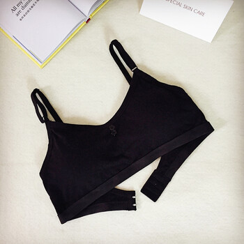 少女吊带文胸发育期中学生背心无钢圈内衣女抹胸裹胸运动胸罩女 黑色