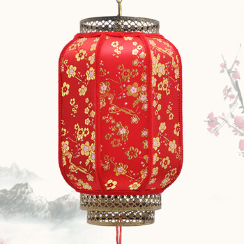诺琪 金梅款仿羊皮冬瓜春节灯笼 春节国庆中秋节庆户外仿古宫 中式吊灯过道灯走廊灯 节庆饰品 40#(红色)