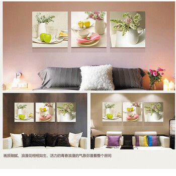 
                                        现代餐厅装饰画简约无框画三联副墙画 深红色-三联副 50cm*50cm                