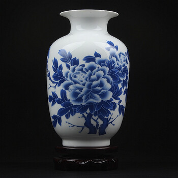 昌裕 景德镇陶瓷器花瓶 薄胎雪景青花瓷瓶装饰品工艺品小号办公室客厅