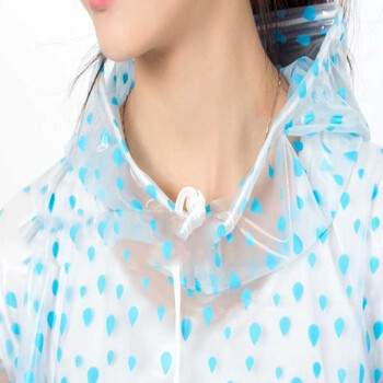 
                                        时尚透明点点女士大人成人电动车自行车雨衣单人加大雨披露镜 湖蓝                