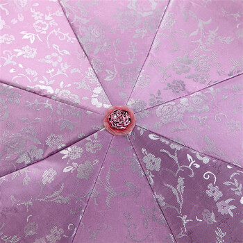 天堂伞 春意阑珊三折超轻绣花晴雨伞33200E玫粉色