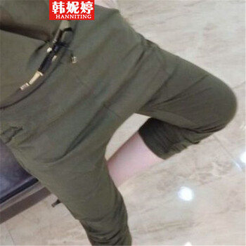 韩妮婷 2015蝴蝶结系带收腰简约休闲连衣裤 绿色 84厘米(2尺5)