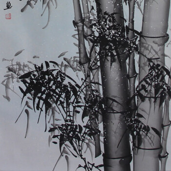 客厅装饰国画 中式传统中堂对联挂画  手绘书法字画 沙发背景墙画 竹 墨水竹