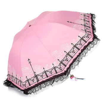 天堂伞 现代都市银胶三折晴雨伞33134E粉红色
