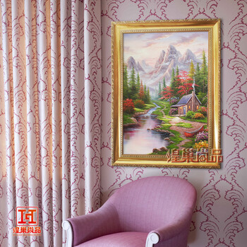 
                                        煌巢尚品装饰画玄关竖版壁画手绘风景油画客厅风水挂画家装软饰名画临摹托马斯田园山水景有框画 华贵辉煌实木框-财源广进A 实木框长80x高120cm                