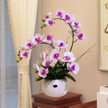 新品,仿真花蝴蝶兰套装客厅摆件室内装饰整体花艺塑料花兰花假花盆栽