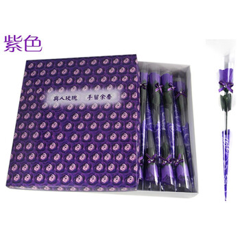 
                                        红番茄 单支带钻玫瑰花香皂花肥皂花婚庆回礼康乃馨七夕情人节送女友 紫色(10支起售)                