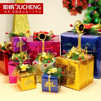 品礼品盒纸盒镭射礼盒 圣诞装饰用品 门面商场酒店橱窗场景布置用品