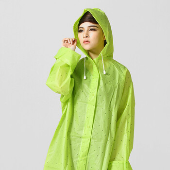 bearcat EVA半透明磨砂感户外雨衣 男女士情侣长款时尚雨衣雨披 儿童雨衣 1100 成人款绿色小猫爪 L