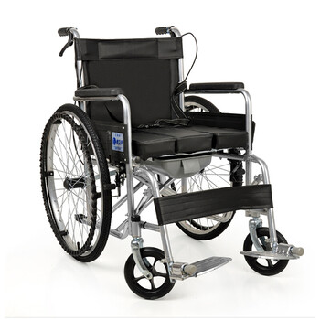 轮椅折叠老人便携轮椅车带坐便轮椅轻便代步车残疾人手推车 皮革防水