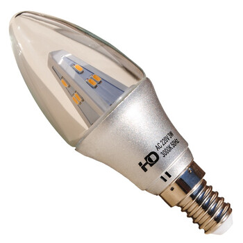 HD LED尖泡灯 3W蜡烛灯泡 E14 银色 正白光