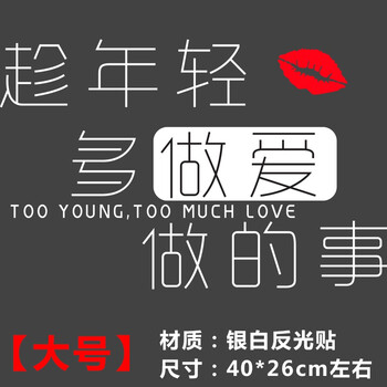 个性汽车贴纸趁年轻多做爱做的事车贴搞笑创意反光致青春00后90后车贴