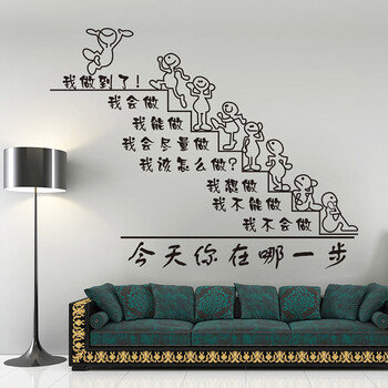 
                                        个性企业公司文化墙壁贴画 人物 励志标语书房墙贴纸 你在哪一步 ZYVA-628BL-NA大号                