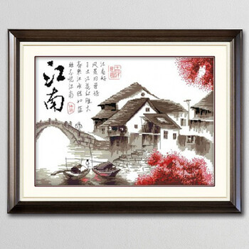 印花十字绣忆江南水乡新款十字绣客厅简约现代风景客厅餐厅简单 丝线