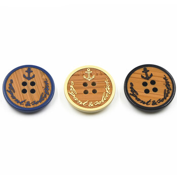 
                                        迈利达树脂木纹四眼钮扣大衣 休闲外套纽扣扣子 黑色 25mm(2颗)                