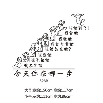 
                                        个性企业公司文化墙壁贴画 人物 励志标语书房墙贴纸 你在哪一步 ZYVA-628BL-NA大号                