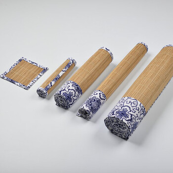 方然  无由 日式田园 花漫山 竹制 茶席 茶帘 桌旗ZB01 花式一32*210cm