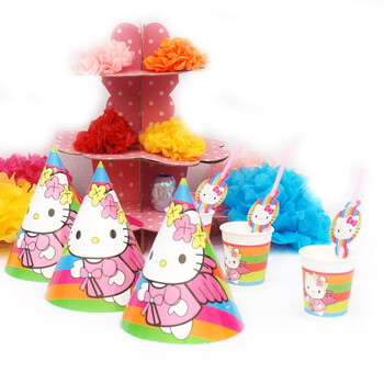 孩派儿童聚会用品/宝宝生日派对用品套装/Hello Kitty/6人基本装