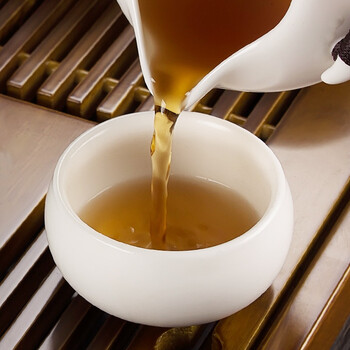 
                    
                                        金镶玉 功夫茶具套装 茶缘月白套组 柯木实木茶盘定窑茶具茶壶茶杯整套                