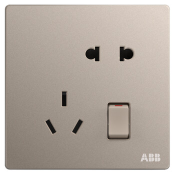 ABB开关插座面板 10A一开五孔带开关插座 轩致系列 金色 AF225-PG