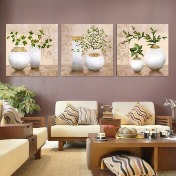 
                                                            艺轩（YiXuan） 餐厅装饰画现代简约厨房壁画饭厅挂画三联水果遮挡电表箱无框画冰晶画 白色花瓶 30*30/9mm布纹膜                