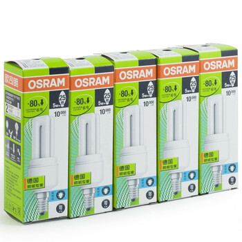 OSRAM欧司朗 迷你节能灯5W日光色E14（五支装）