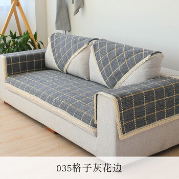 
                                                            简约现代亚麻沙发垫套装四季 布艺纯棉沙发巾沙发坐垫 沙发套罩套装 飘窗垫窗台垫 035灰 花边款 50*70扶手巾                
