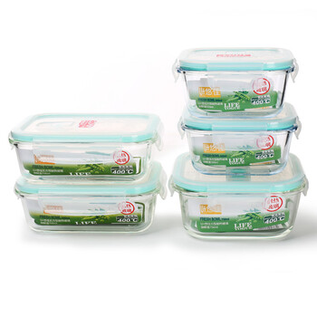 
                                        悠佳U+耐热玻璃保鲜盒套装微波炉烤箱饭盒便当盒 韩式木檀绿                