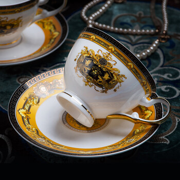 
                                        【C&C 可瑞可家】金美杜莎  欧式咖啡杯套装骨瓷咖啡具15头英式红茶杯下午茶茶具 15头壶糖奶6杯6碟（礼盒装）                