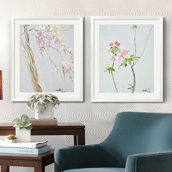 
                                        墙蛙wallwa 新意 林春岩 现代中式书房有框画墙画挂画壁画客厅装饰画 CD 白色外框 54cmX64cm                