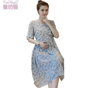 【京东】布衣妈咪 孕妇装夏装 时尚碎花孕妇连