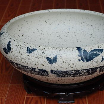 
                                        景德镇粗陶陶瓷鱼缸花盆 碗莲睡莲荷花缸 金鱼缸 乌龟缸 水仙盆 水浅摆件 蝴蝶                