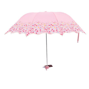 
                                        天堂伞女士三折清新小雨伞晴雨伞防晒太阳伞遮阳伞两用折叠超轻广告伞 粉红色                